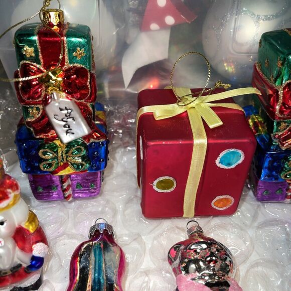 Stunning Vtg Embellished ALL Blown Glass Christmas Ornaments Germany #39 - Picture 6 of 12